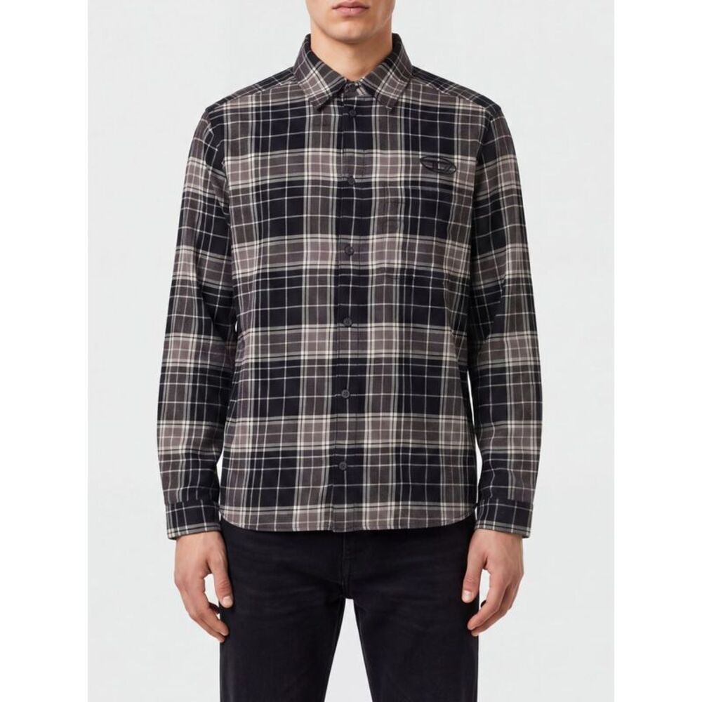 Diesel Men Diesel Check Cotton Shirt With Embroidered Oval D Logo
